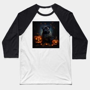 Pug Doggy Halloween Baseball T-Shirt